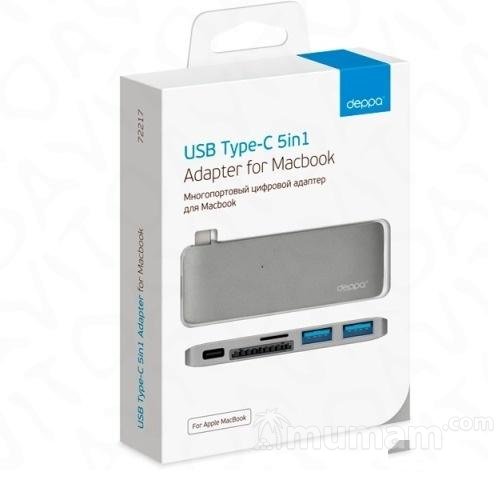 Переходник для Macbook Type-C Deppa 3в1 графитовый