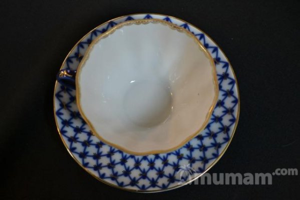 Чайная пара кобальтовая сетка
