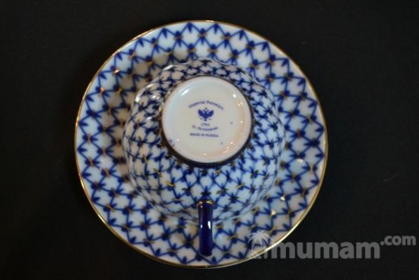 Чайная пара кобальтовая сетка